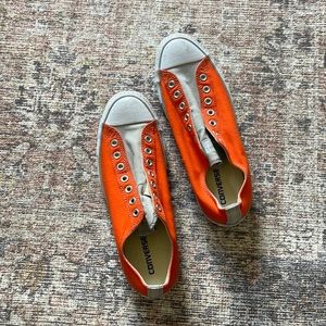 Mens orange and grey converse slip ons